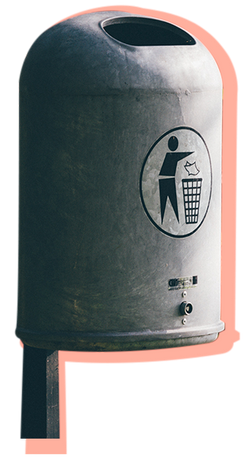 Lixeira de metal com logo de reciclagem